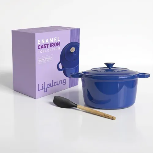 Image of Lifelong Enamel Cast Iron Dutch Oven with Lid (5.6L, 28cm) | Oven