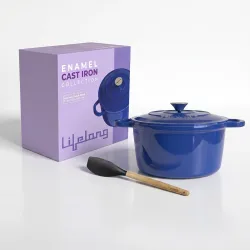 Lifelong Enamel Cast Iron Dutch Oven with Lid (5.6L, 28cm) | Oven