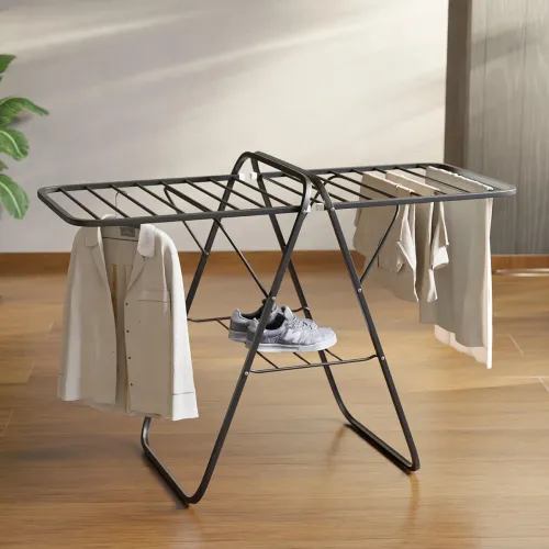 Image of Lifelong Foldable Cloth Drying Stand | Compact Laundry Rack with Iron Frame | Anti-Skid Legs | Durable & Space-Saving Cl