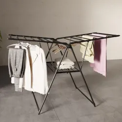 Lifelong Foldable Clothes Drying Stand | Clothes Stand for Home & Balcony|Heavy-Duty Metal Laundry Rack with Hanger Slots & Expandable Wings |Rust-Resistant Cloth Dryer for Indoor & Outdoor Use