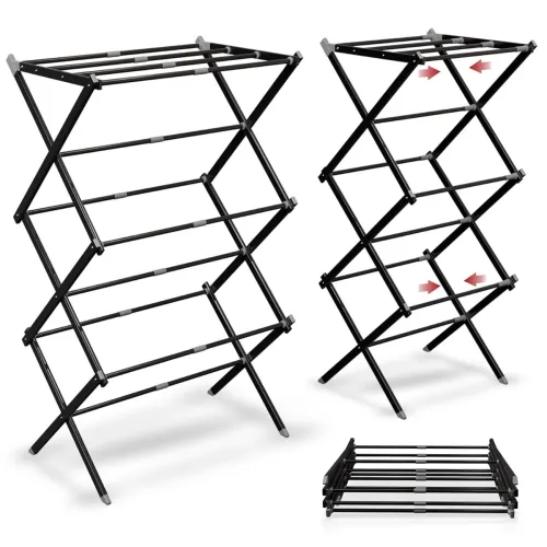 Image of Lifelong Foldable Clothes Drying Stand (Black, LLCDR03)