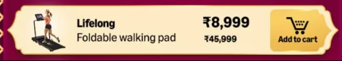 Image of Lifelong Foldable Walking Pad Treadmill @ ₹8999 on Big Billion Day Sale