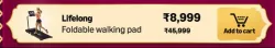 Lifelong Foldable Walking Pad Treadmill @ ₹8999 on Big Billion Day Sale