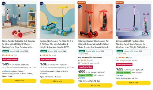 Image of Lifelong Foldable Kids Kick Scooter upto 86% Discount