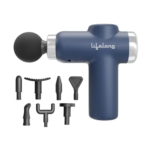 Image of Lifelong Gun Massager for Pain Relief – 8 Massage Heads, 6 Speed Modes, Rechargeable, Quiet 20W Motor, Lightweight