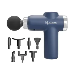 Lifelong Gun Massager for Pain Relief – 8 Massage Heads, 6 Speed Modes, Rechargeable, Quiet 20W Motor, Lightweight