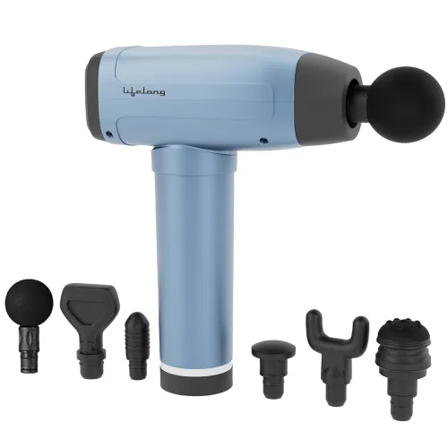 Image of Lifelong Gun Massager | Percussion for Full Body Pain Relief | 6 Heads | LED Touch | 30 Speed Levels | Premium Bag (LLGM