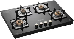 Lifelong HobTop with Toughened Glass Top | High-Efficiency Burners & Anti-Skid Legs Glass Manual Hob  (4 Burners)