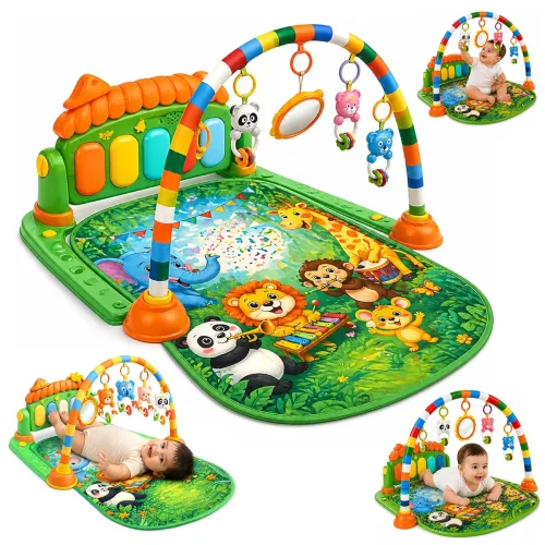 Image of Lifelong Jungle Piano Playgym | Musical Mat with Lights, Hanging Toys| Soft Tummy Time, Crawling Play Mat, Motor Skills 