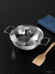 Lifelong Kadhai 24 cm diameter with Lid 2.5 L capacity (Stainless Steel, Induction Bottom)