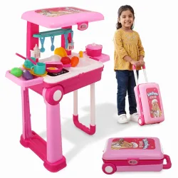 Lifelong 28-Piece Kids Kitchen Play Set Pink