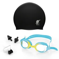 Lifelong Swimming Combo Kit for Kids 5+ Years| Swimming Goggles, Swim Cap with Earplug, NoseClip| Easy Fit Swimming Acce