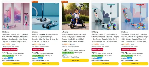 Image of Lifelong Kids Tricycle at minimum 78% Discount