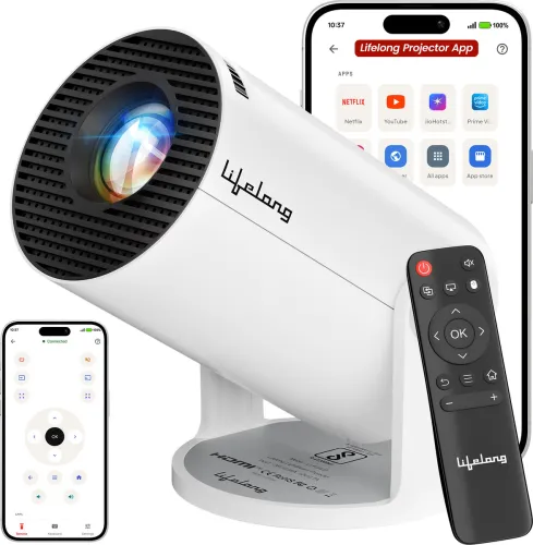 Image of Lifelong Lightbeam Smart LED Projector, Android 14, 1080P & 4K HD Support