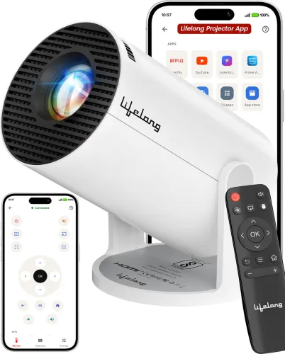 Image of Lifelong Lightbeam Smart LED Projector, Android 14 1080P & 4K HD Support 4000 Lumens
