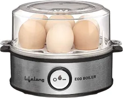 Lifelong LLEB05 Egg Boiler (7 Eggs, Silver & Black)