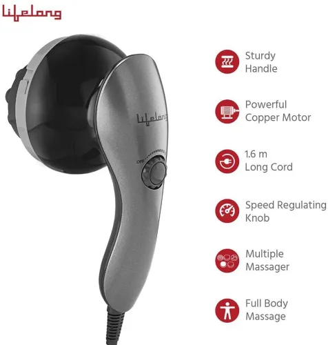 Image of Lifelong LLM171 Powerful Electric Handheld Full Body Massager|Pain Relief of Back, Neck and Foot Massager (Grey)