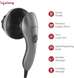 Lifelong LLM171 Powerful Electric Handheld Full Body Massager|Pain Relief of Back, Neck and Foot Massager (Grey)
