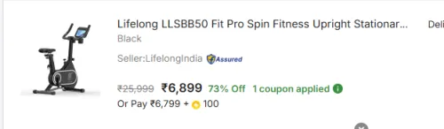 Image of Lifelong LLSBB50 Fit Pro Exercise Bike 