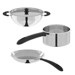 Lifelong LLSSCK01 Cookware Set of 3 | Stainless Steel Kadhai with Lid 23 CM| Stainless Steel Sauce Pan 16 CM| Stainless Steel Fry Pan 23 CM| Bakelite Handles (Silver)