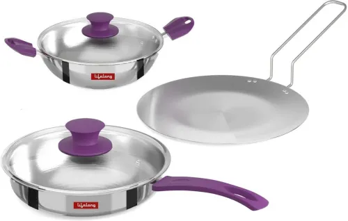Image of Lifelong LLTPC6 Combo Kadhai Cookware Set of 3