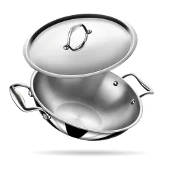 Lifelong LLTPDK004 Triply Deep Kadai with Riveted Handles with Stainless Steel Lid 2.1 litres Capacity (22 cm Diameter, 