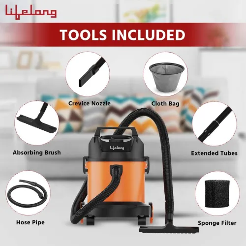 Image of Lifelong LLVC930 Wet & Dry Vacuum Cleaner  (Orange, Black)