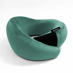 Lifelong Memory Foam Travel Neck Pillow with Button Adjustment | Ergonomic Dual-Rise Design | Soft Velvet Cover for Airplane Train Car Office | Compact Lightweight Neck Support Pillow