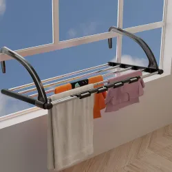 Lifelong Metal Adjustable Cloth Drying Stand | Balcony & Window Hanging Laundry Rack | Wall-Mounted Cloth Hanger & Organ
