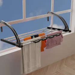 Lifelong Metal Adjustable Cloth Drying Stand | Balcony & Window Hanging Laundry Rack | Wall-Mounted Cloth Hanger & Organizer Shelf | Space-Saving Cloth Dryer Stand for Indoor & Outdoor Use