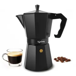 Lifelong Moka Pot Coffee Maker – 300ml, Black