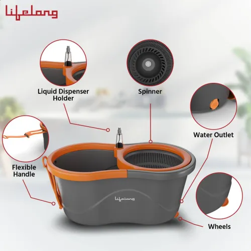 Image of Lifelong Plastic Spin Floor Mop Set With Bucket 