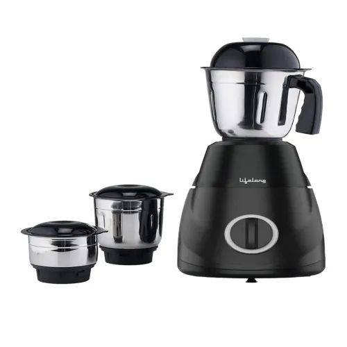 Image of Lifelong LLMG300 Power Pro LX Black Stainless Steel Anti-Drip 3 Jars Wet and Dry Grinder-500W