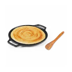 Lifelong Pre-Seasoned 26 cm Dosa Pan,Cast Iron Tawa for Roti & Dosa with Spatula & Handle,