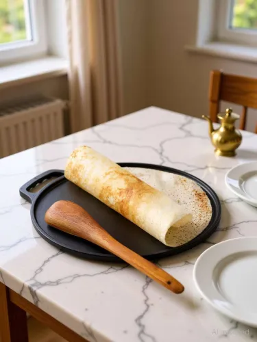 Image of Lifelong Pre - Seasoned Cast Iron Tawa with Wooden Spatula