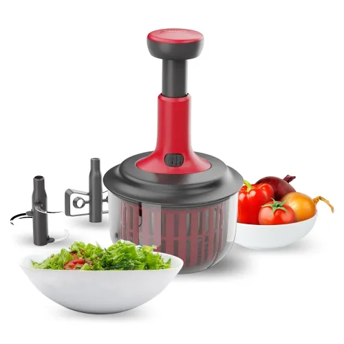 Image of Lifelong Push Chopper 1600ml with Whisker & Salad Spinner