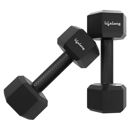 Image of Lifelong PVC Hex Fixed Dumbbells Pack of 2 (1kg*2) 