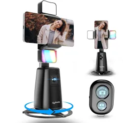 Lifelong Rechargeable AI Auto Face Tracking Tripod Phone Holder | 360° Rotation | Mobile Stand with Camera for Video Rec