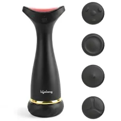 Lifelong Flathead Massager | Rechargeable Body Massager for Pain Relief | 4 Heads for Targeted Therapy | 4 Speed Levels 