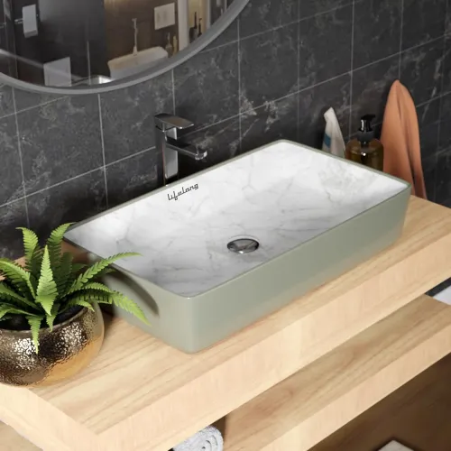 Image of Lifelong Rectangular Tabletop Ceramic Wash Basin