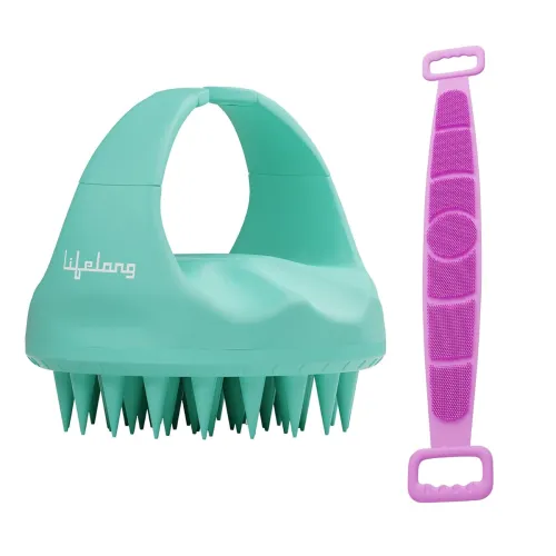 Image of Lifelong Silicone Scalp Massager Shampoo Brush with Body Scrubber