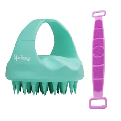 Lifelong Silicone Scalp Massager Shampoo Brush with Body Scrubber