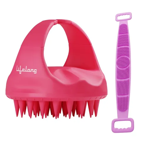 Image of Lifelong Silicone Scalp Massager Shampoo Brush with Body Scrubber