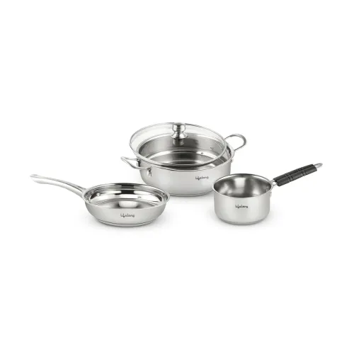 Image of Lifelong Stainless Steel Cookware Set 22 cm Kadai Fry Pan