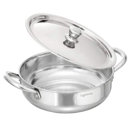 Image of Lifelong Stainless Steel Kadhai with Lid, 22cm, 2.2L