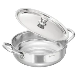 Lifelong Stainless Steel Kadhai with Lid, 22cm, 2.2L
