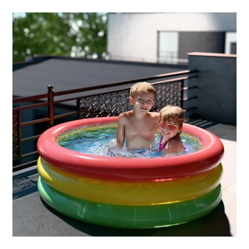 Image of Lifelong Swimming Pool for Kids | Inflatable Sunset Glow Round Colourful Ring Portable Baby Bath tub |