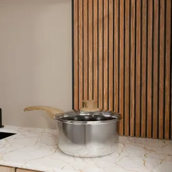 Lifelong TriPly 14cm Sauce Pan 1.1L with Glass Lid (Stainless Steel)