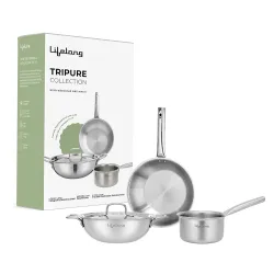 Lifelong Triply 4-piece cookware Set Stainless Steel 22 cm Kadai & Fry Pan22 cm