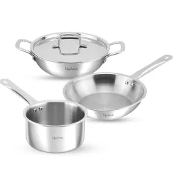 Lifelong Triply 4-piece cookware set Kadai Frypan & Saucepan for Cooking